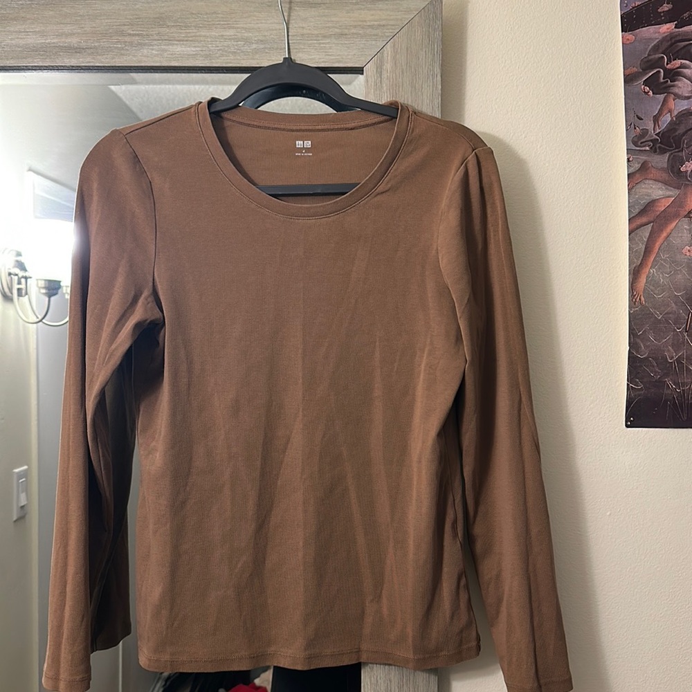 Uniqlo WOMEN RIBBED COTTON CREW NECK LONG SLEEVED T-SHIRT